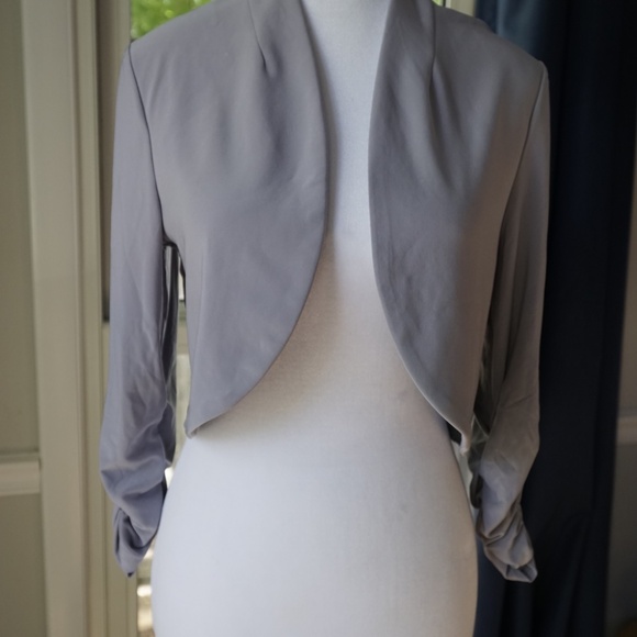 Rekucci Tops - Size M Rekucci Gray Open Front Ruched Sleeve Shrug Jacket – New Without Tags